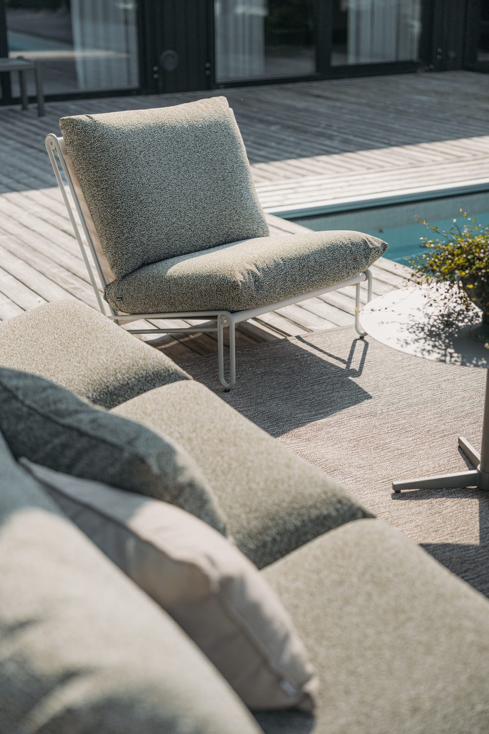 Blixt fauteuil lounge Light Grey/Teddy Verde