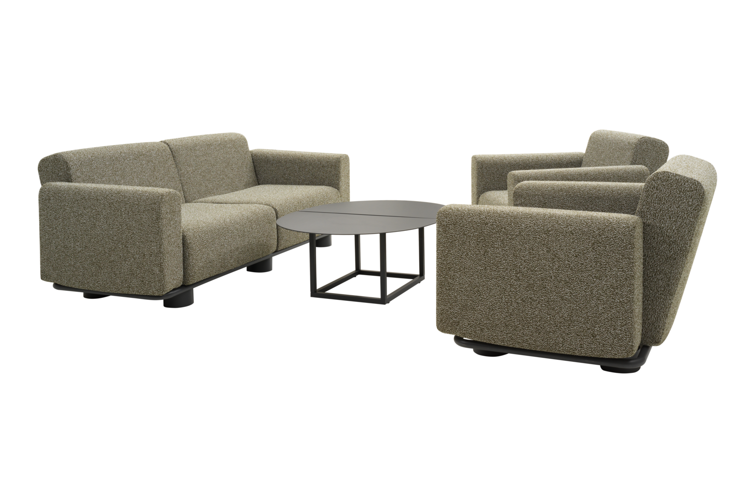 Bolster Canapé 2,5 places Anthracite/Teddy Verde