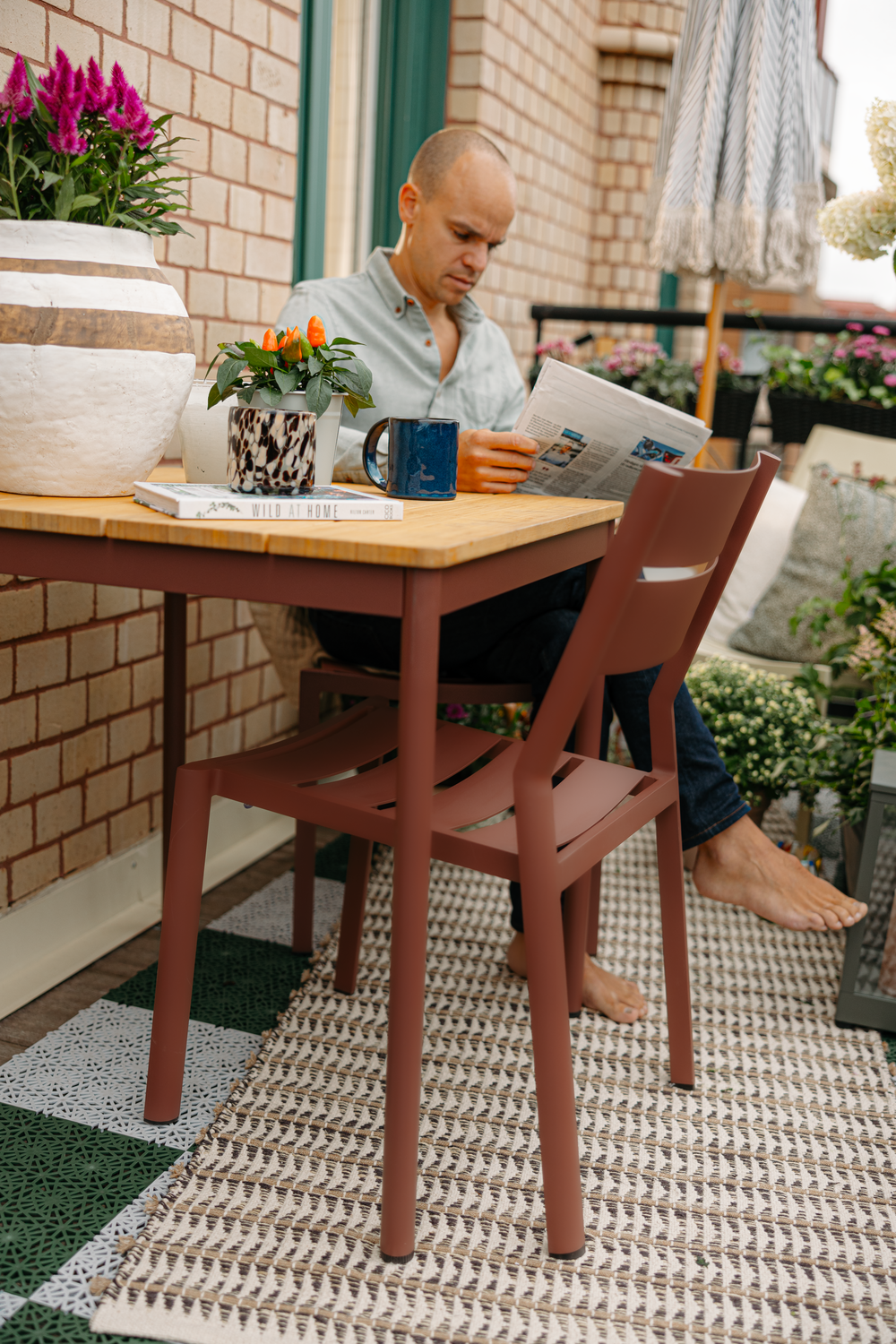 Nox table café Zin Red/Bamboo