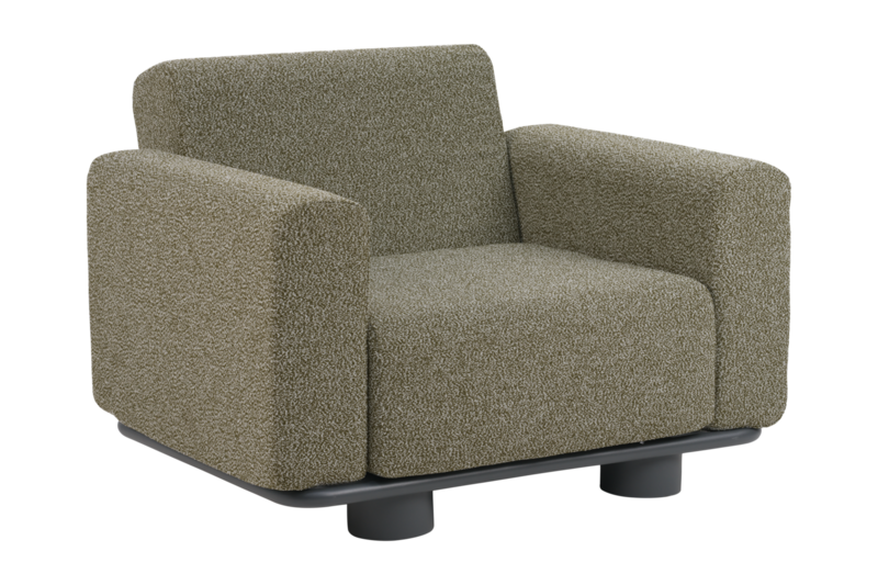 Bolster fauteuil Anthracite/Teddy Verde