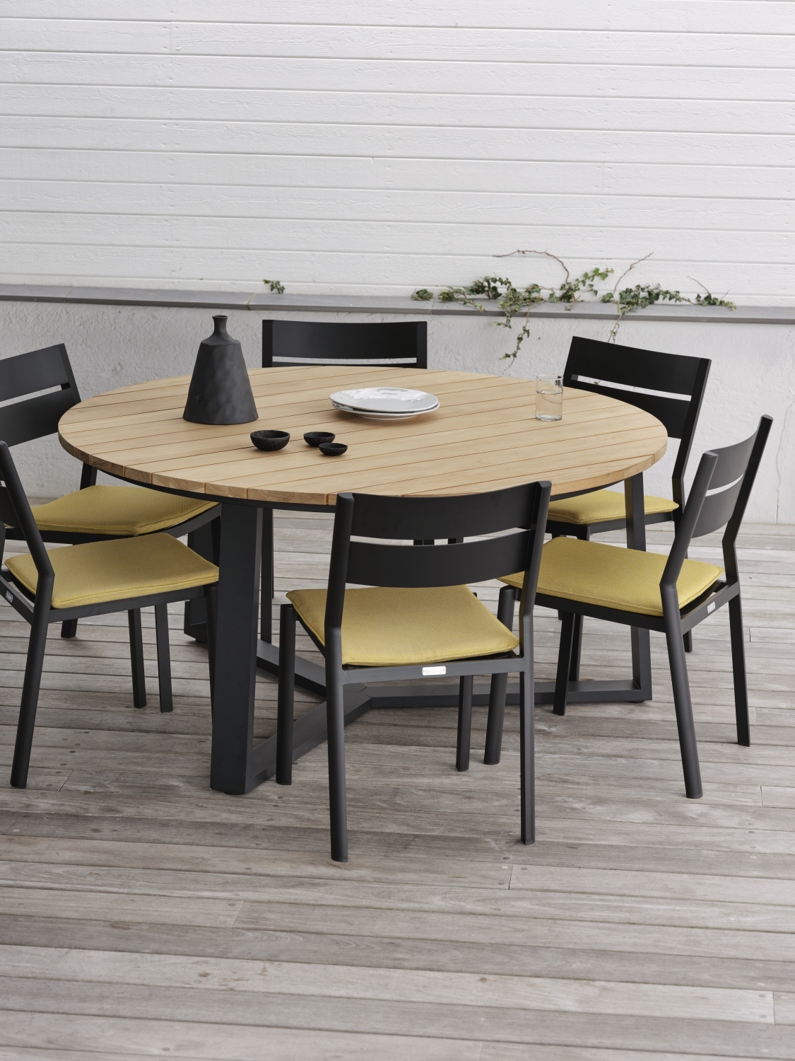 Laurion table à manger Noir/teck