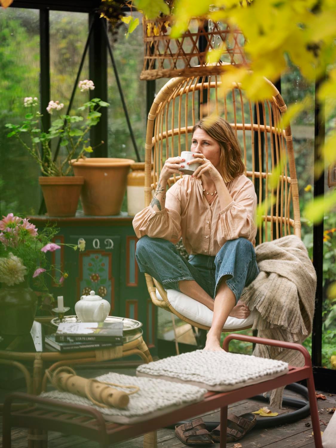 Vallda fauteuil suspendu Couleur naturelle/blanc