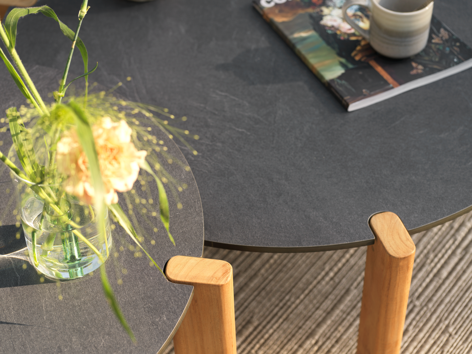 Domino table salon Antracit/Natur