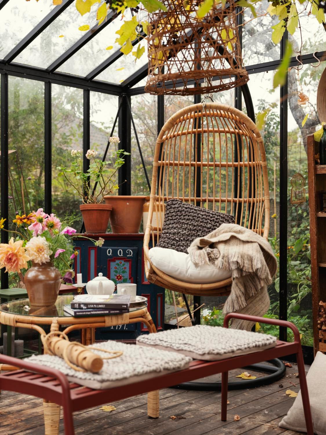 Vallda fauteuil suspendu Couleur naturelle/blanc